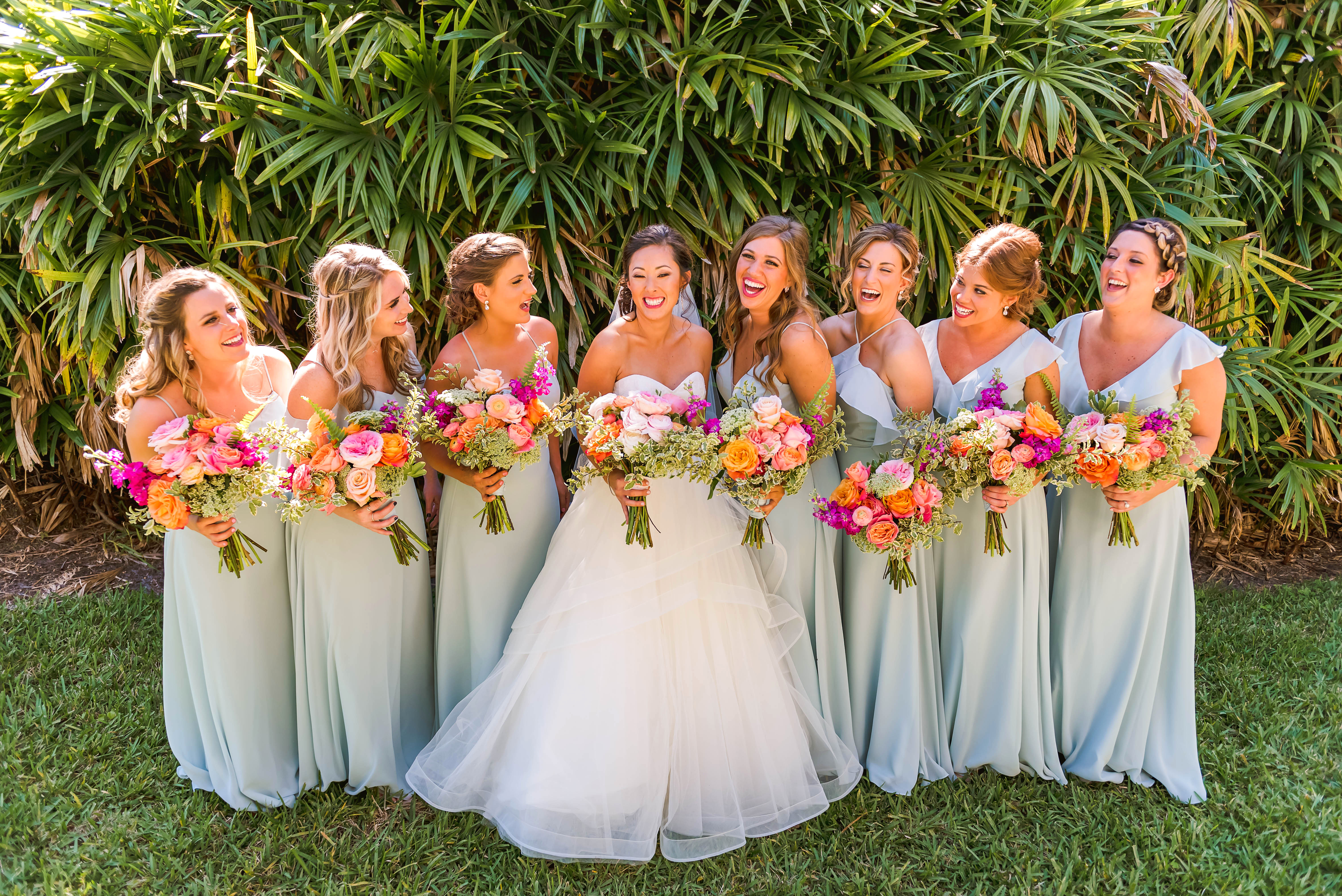 colorful bridal party at burroughs home | erin schmidt photo | burroughs home wedding fort myers florida wedding photos | Fort Myers Florida wedding