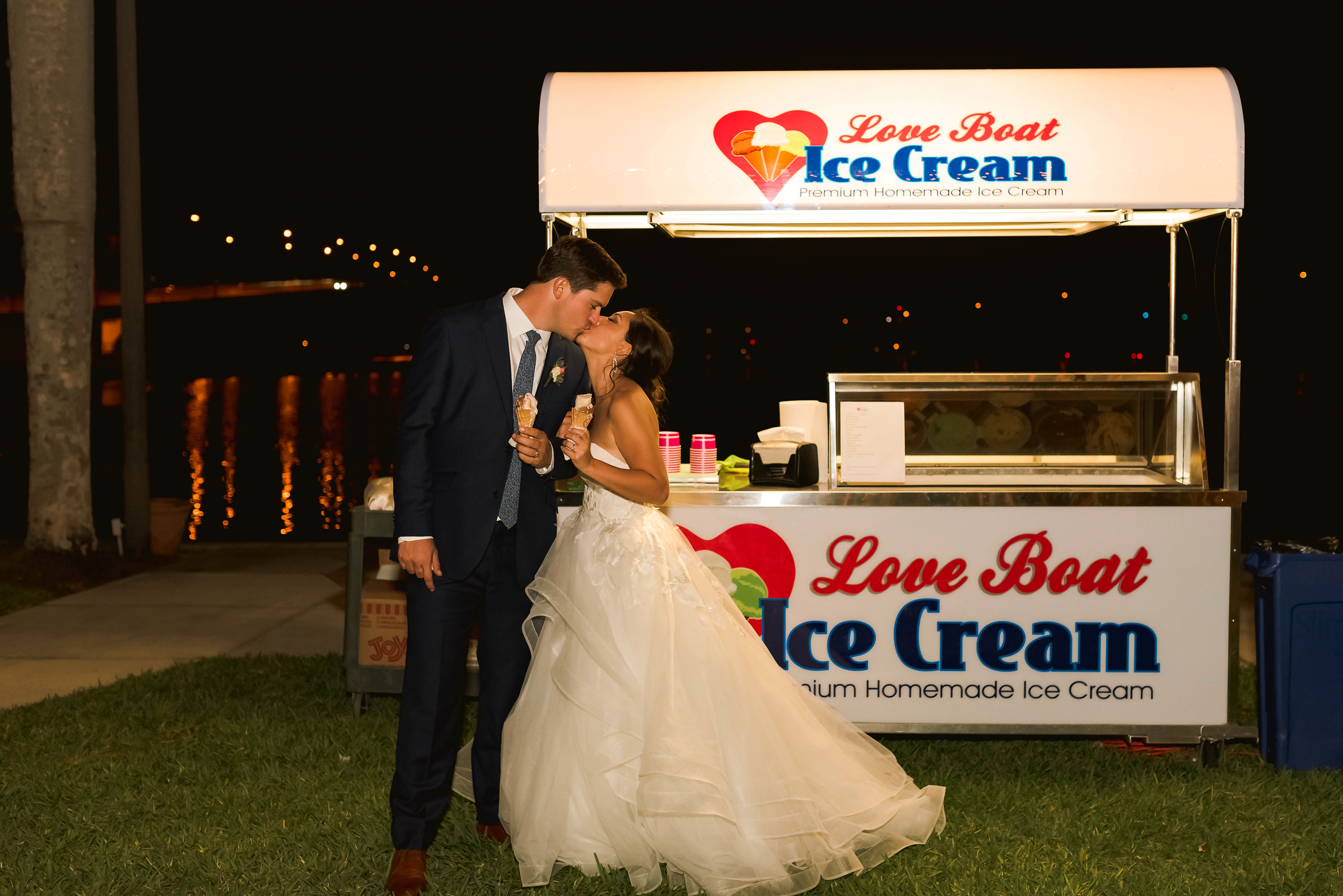wedding couple with love boat ice cream | erin schmidt photo | burroughs home wedding fort myers florida wedding photos