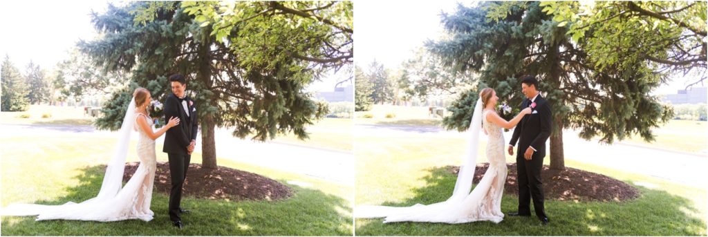 Erin Schmidt Photography | Metro Detroit wedding photographer | summer Lovett Hall wedding | Detroit first look photos