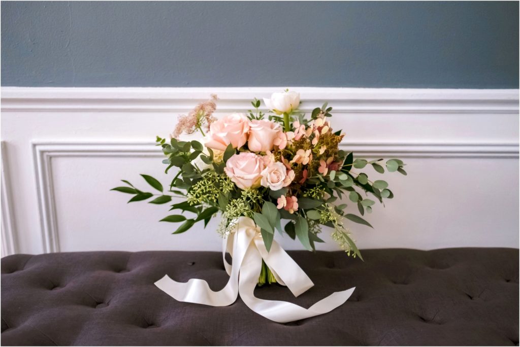 photo of a blush structured bridal bouquet made by Detroit Design Co